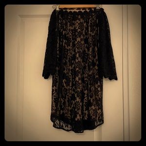 Off the shoulder Black and Tan dress